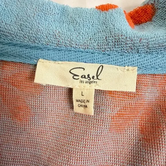 NWOT Easel Blue/Orange Daisy Floral Print Mini Dress Size LARGE - Picture 4 of 5